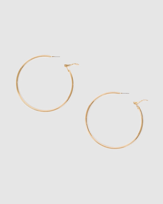 Colette Fine Hoop Earrings 60mm (Gold)