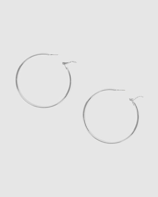 Colette Fine Hoop Earrings 60mm (Silver)