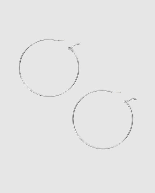 Colette Fine Hoop Earrings 70mm (Silver)