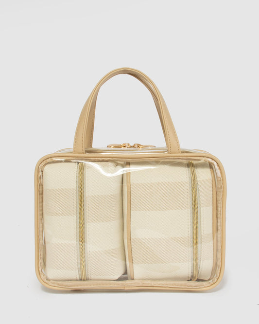 Colette Three Piece Clear Cosmetic Case (Natural)