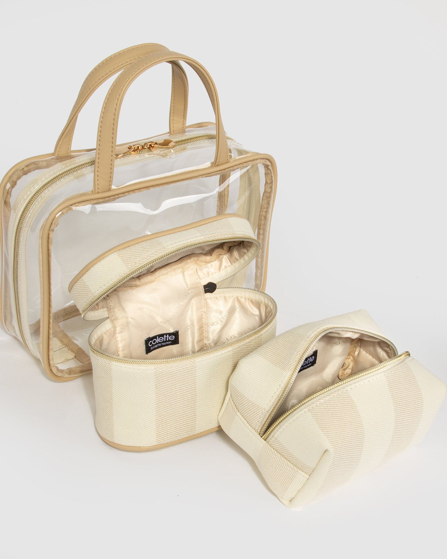 Colette by Colette Hayman Three Piece Clear Cosmetic Case (Natural)
