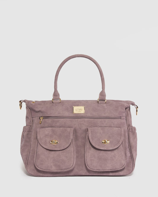 Colette Double Pocket Baby Tote (Purple)