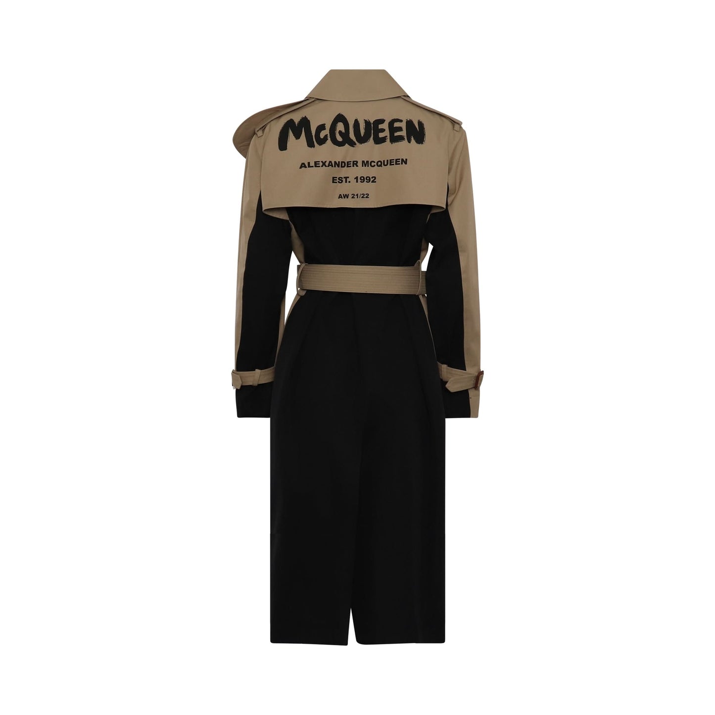 ALEXANDER MCQUEEN Graffiti Trench Coat (Beige)