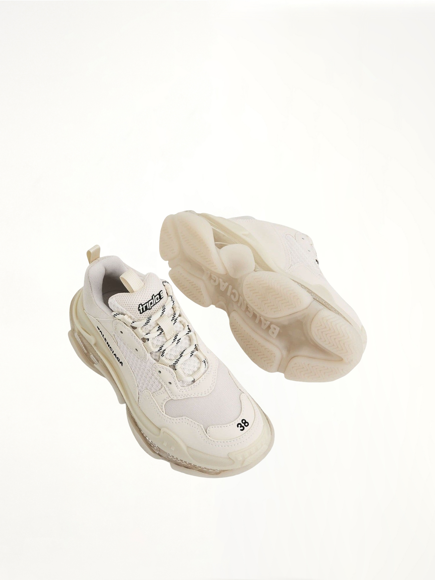 BALENCIAGA Triple S Clear Sole Sneakers (Beige)
