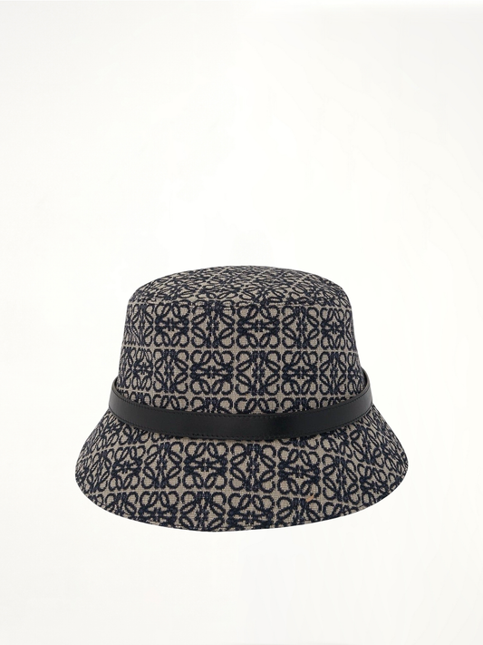 LOEWE Anagram Jacquard and Calf Bucket Hat (Navy)