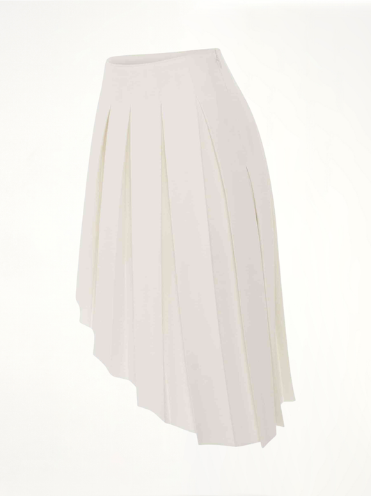 WE11DONE Wool Asymmetrical Pleated Skirt (White)