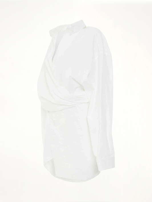 BALENCIAGA Poplin Wrap Dress (White)