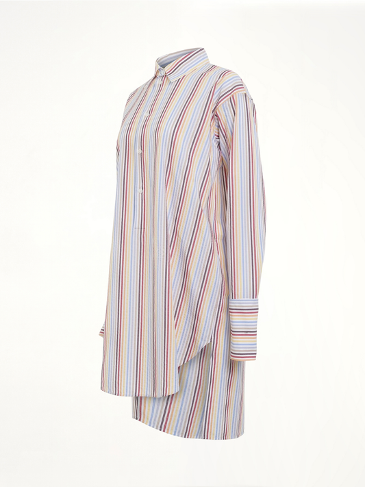LOEWE Stripe Deconstructed Silk Shirt Dress (Yellow)