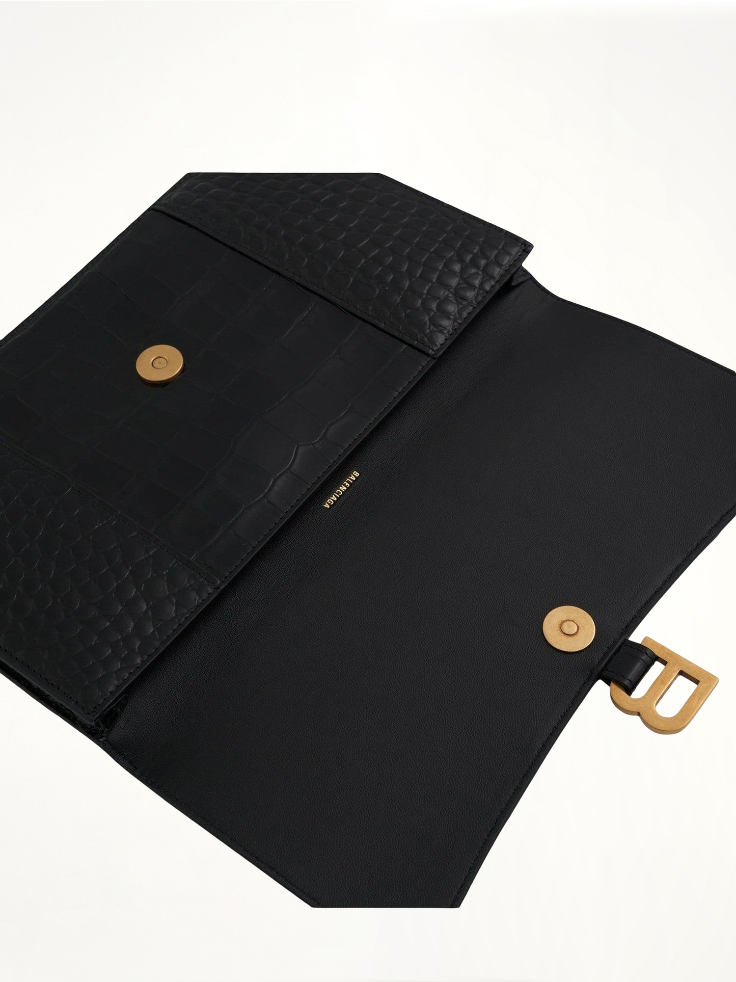 BALENCIAGA Hourglass Flat Pouch With Flap (Black)