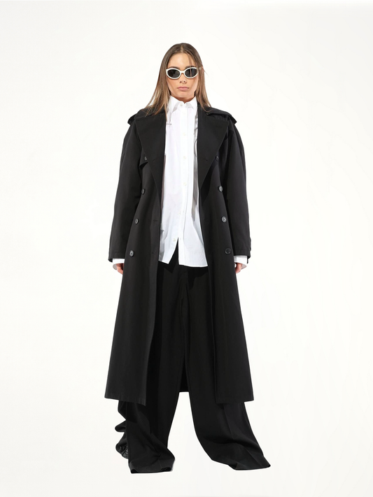 BALENCIAGA Hourglass Trench Coat (Black)