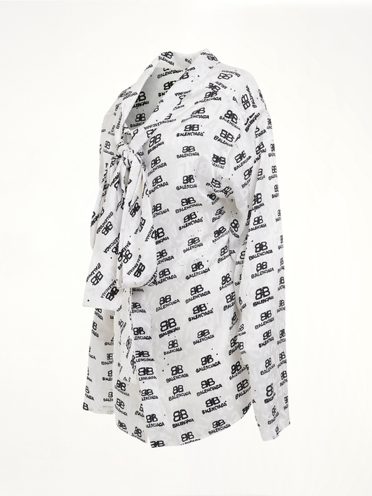BALENCIAGA Jacquard Silk Shirt (White)