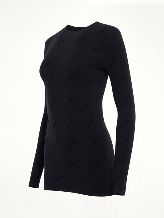 BALENCIAGA All Over Logo Flock Top (Black)