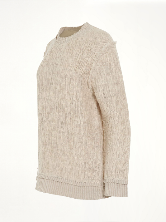 MAISON MARGIELA Raw Woven Oversize Knit Sweater (Beige)