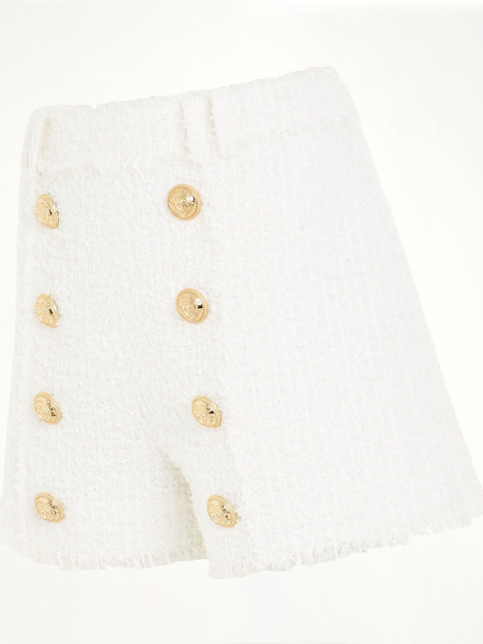 BALMAIN High Waisted 8 Buttons Shorts (White)