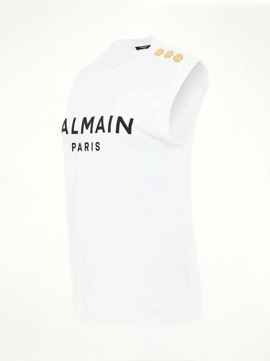 BALMAIN 3 Buttons Logo Tank Top (White)