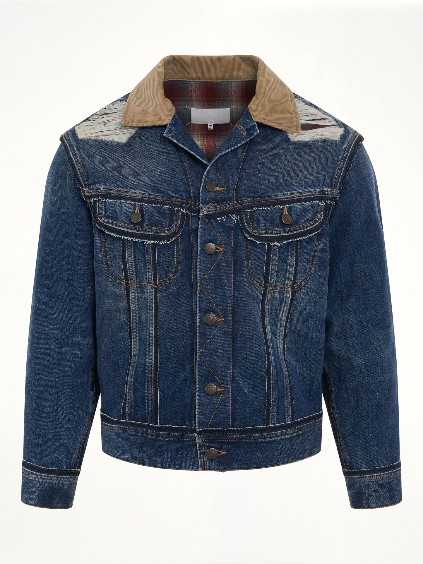 Image of Coats & Jackets. Productname: MAISON MARGIELA Oversize Deconstruction Cut-Out Denim Jacket in BLUE colour by brand - MAISON MARGIELA