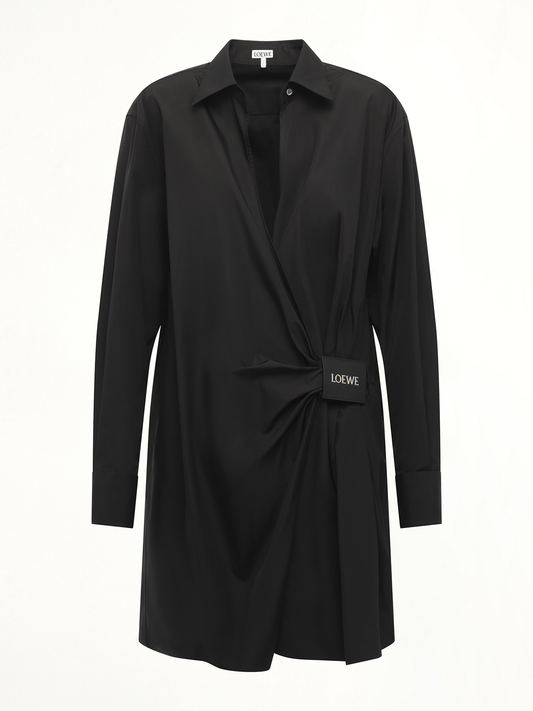 LOEWE Draped Shirt Dress (Black)
