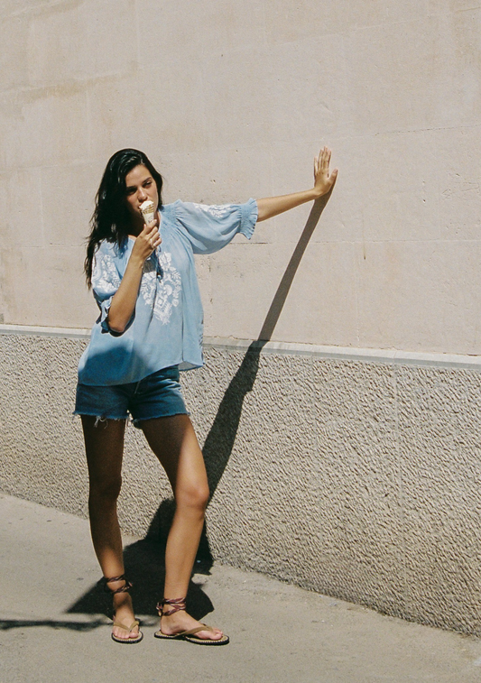 Auguste The Label Indra Embroidered Blouse (Blue)