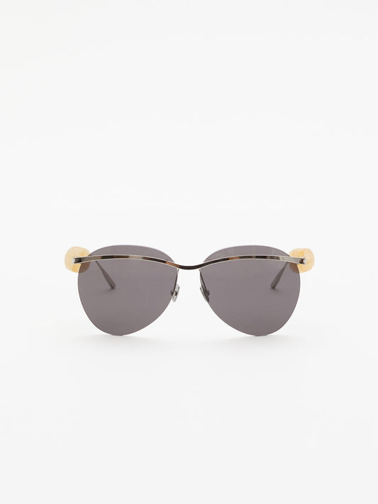 Image of Sunglasses. Product name - Lele Stone 76 Sunglasses in Citrine colour by brand - Embargo
