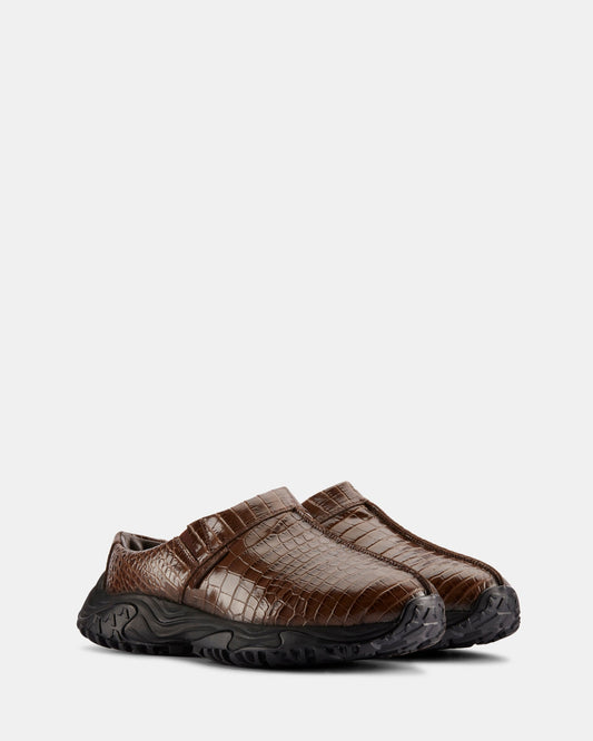Cur Clog 1 M Brown Croc Lea