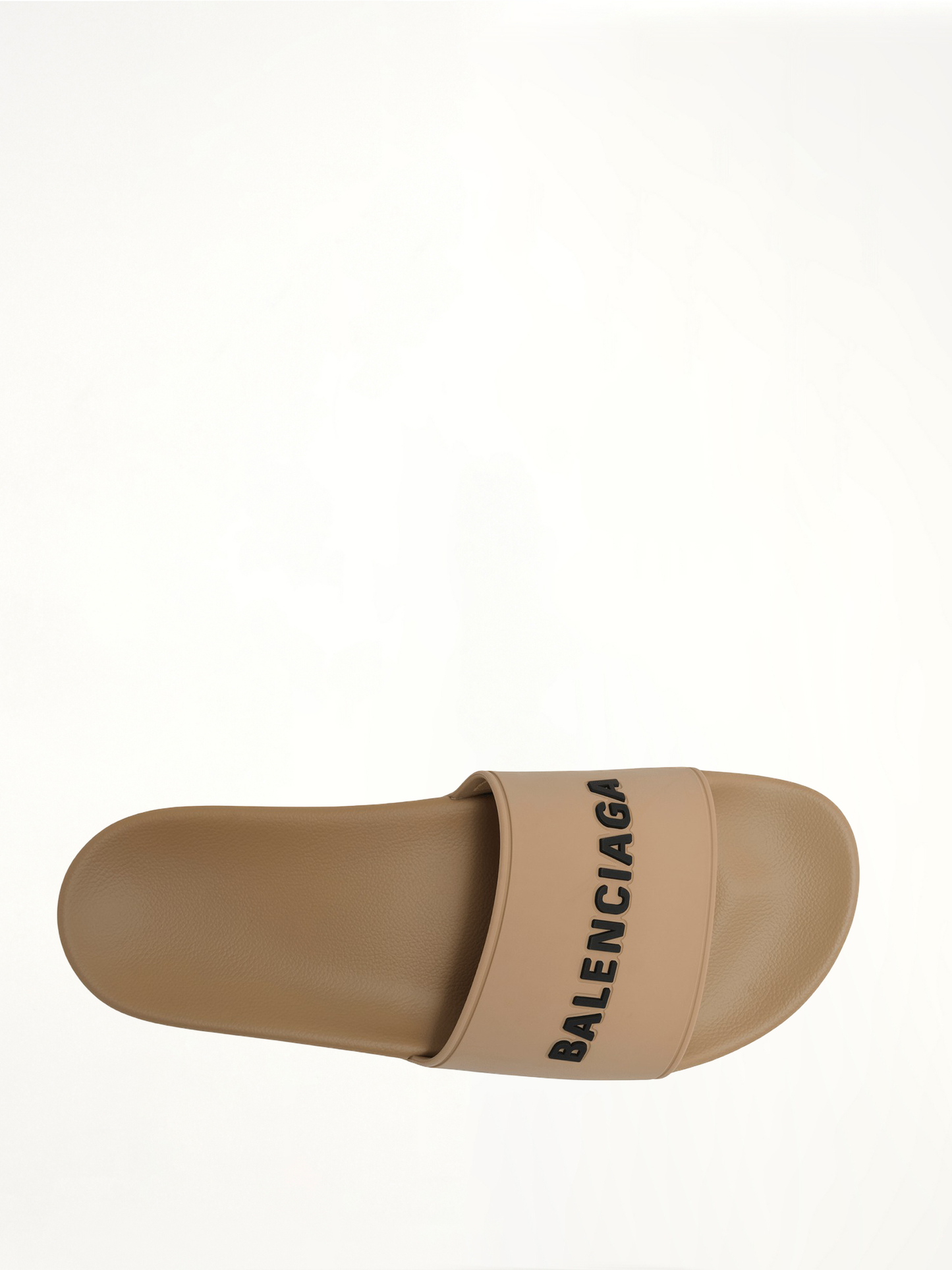 BALENCIAGA 3D Logo Rubber Pool Slide Sandal (Beige)