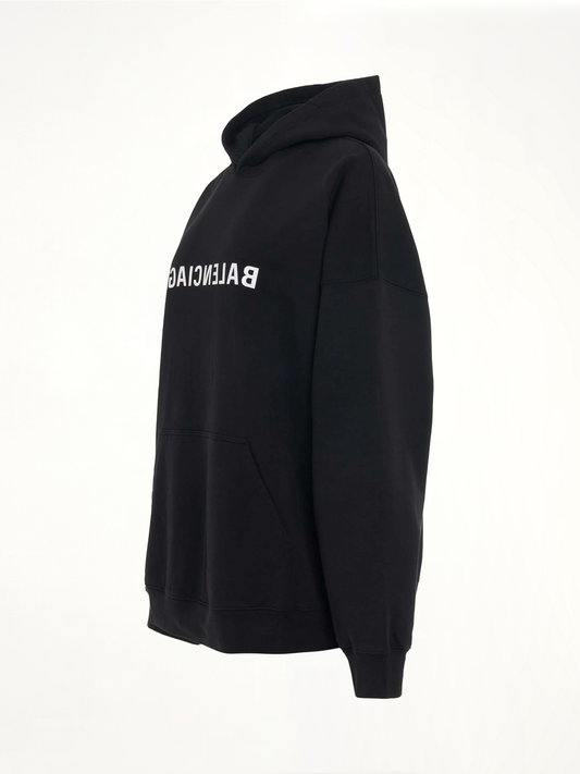 BALENCIAGA Mirror Print Wide Fit Hoodie (Black)