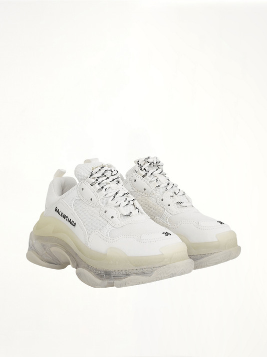 BALENCIAGA Triple S Clear Sole Sneakers (White)