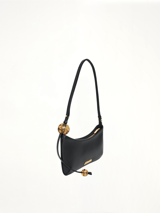JACQUEMUS Le Bisou Perle Leather Bag (Black)