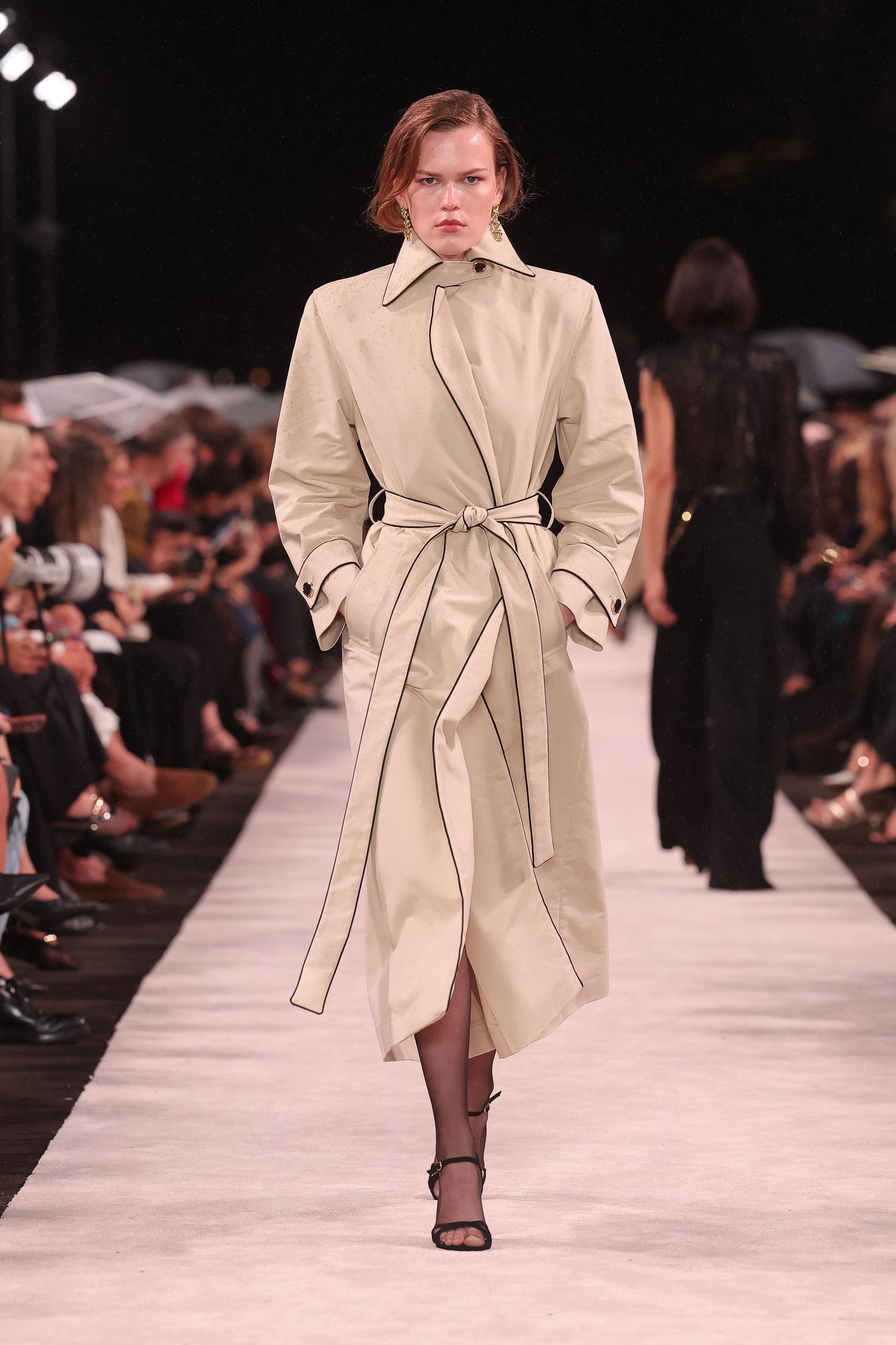 Image of Coats & Jackets. Product name - Bone Luxe Cotton Drill Trench Coat in Natural colour by brand - Carla Zampatti