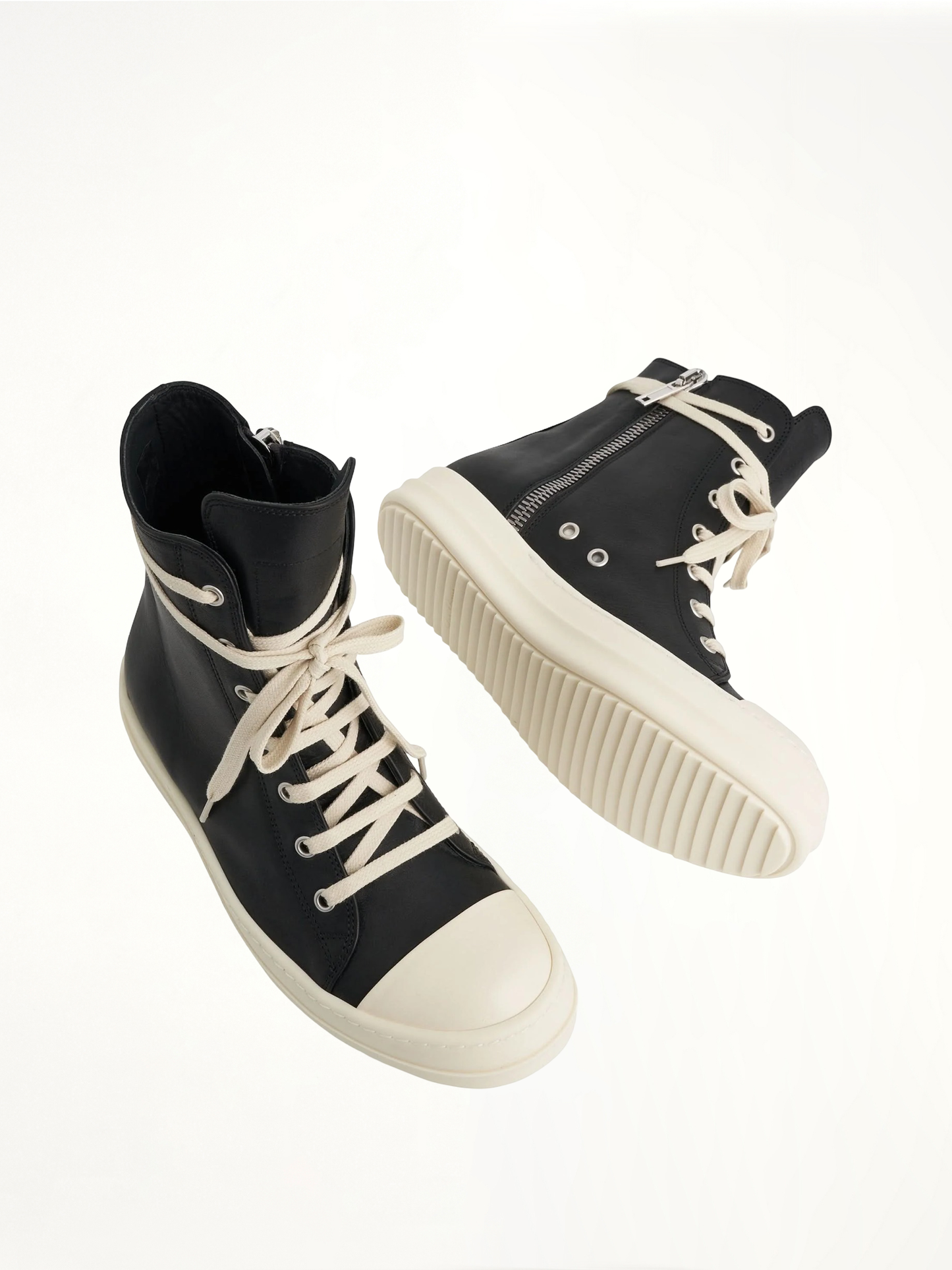 RICK OWENS Washed Calf High Sneaker (Black)
