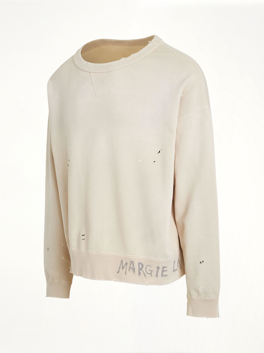 MAISON MARGIELA Open Neck Logo Sweatshirt (White)