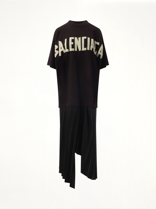 BALENCIAGA T-Shirt Pleated Dress (Black)
