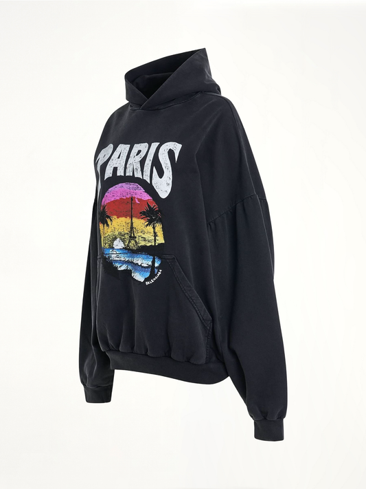 BALENCIAGA Handwritten Logo Round Hoodie (Black)