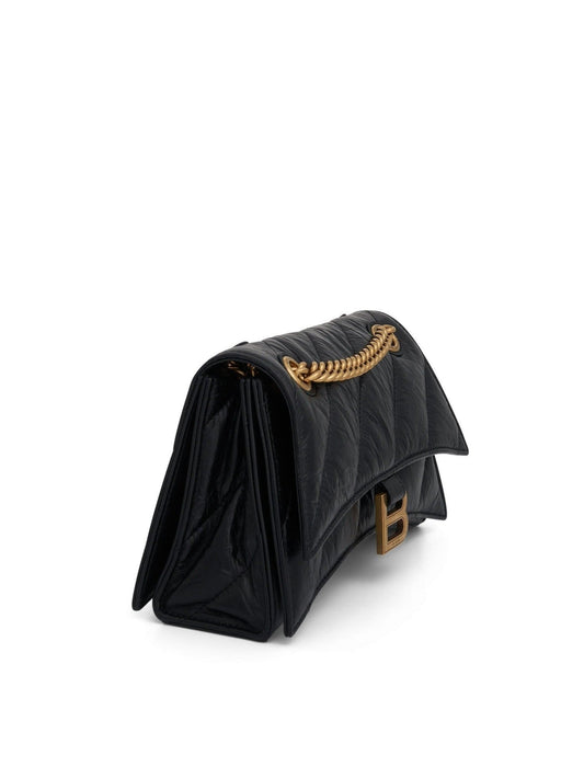 BALENCIAGA Crush Small Chain Quilted Bag (Black)