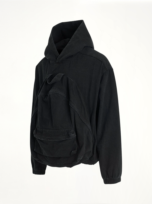 WE11DONE Bag Shaped Craft Denim Hoodie (Black)
