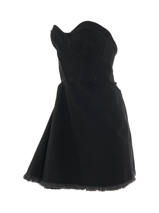 ALEXANDER MCQUEEN Mini Bustier Denim Dress (Black)
