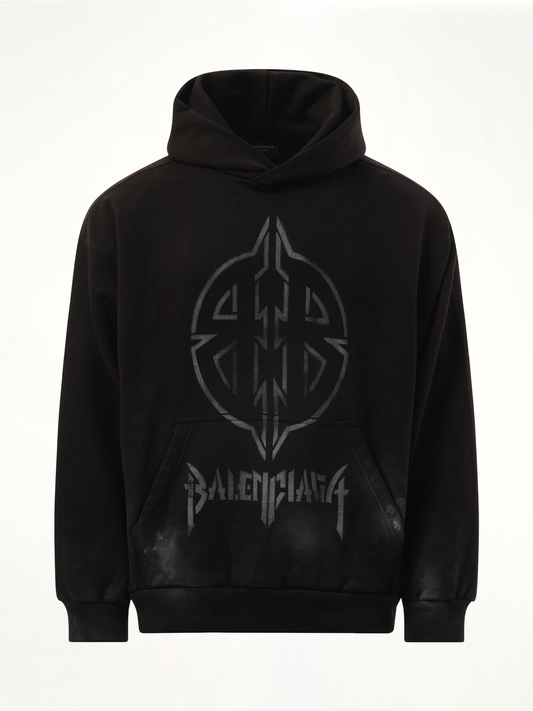 BALENCIAGA BB Logo Painted Hoodie (Black)