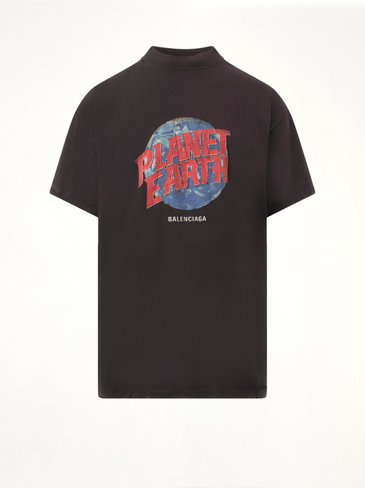 BALENCIAGA Planet Earth Oversized T-Shirt (Black)