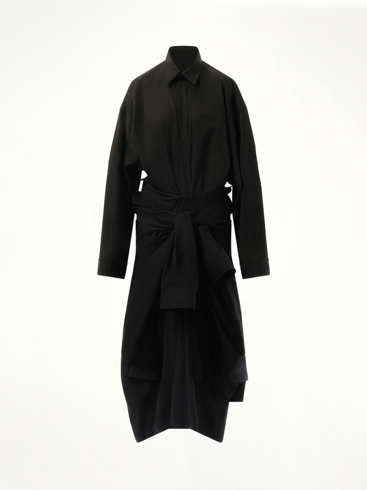 BALENCIAGA Patched Shirt Dress (Black)