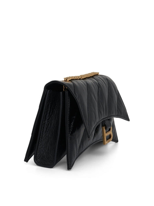 BALENCIAGA Crush XS Chain Quilted Bag (Black)