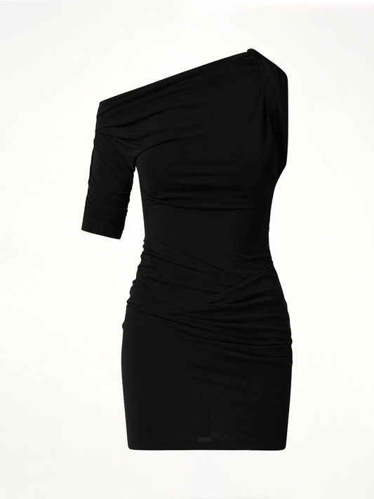 JACQUEMUS La Mini Robe Drapeado (Black)