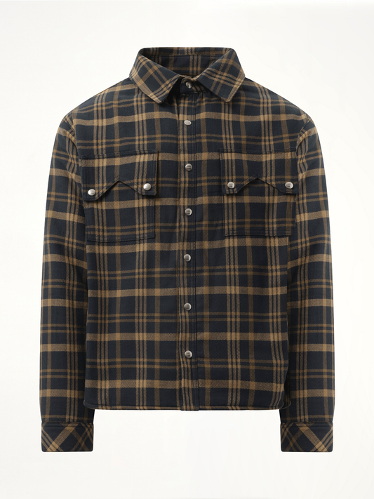 RHUDE Flannel Sherpa Overshirt (Brown)