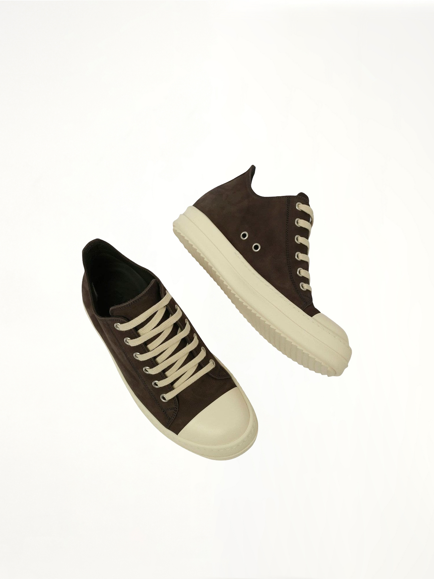 RICK OWENS Grey Wolf Nubuk Low Sneaker (Brown)