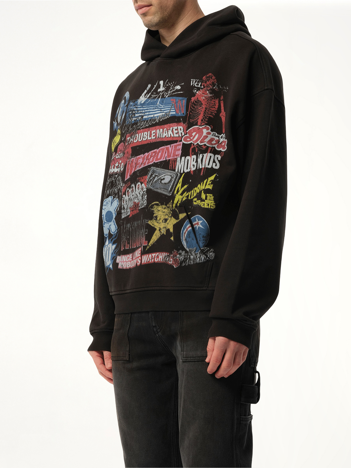 WE11DONE Vintage Collage Hoodie (Black)