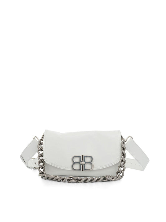 BALENCIAGA Small BB Soft Flap Bag (Optic White)