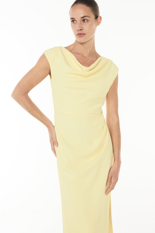 Magic Hour Drape Dress (Pastel Yellow)