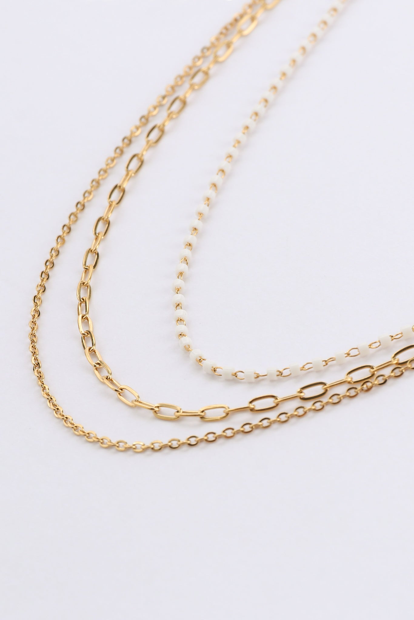 Heychic Eleyna Bead Gold Layered Necklace (White)
