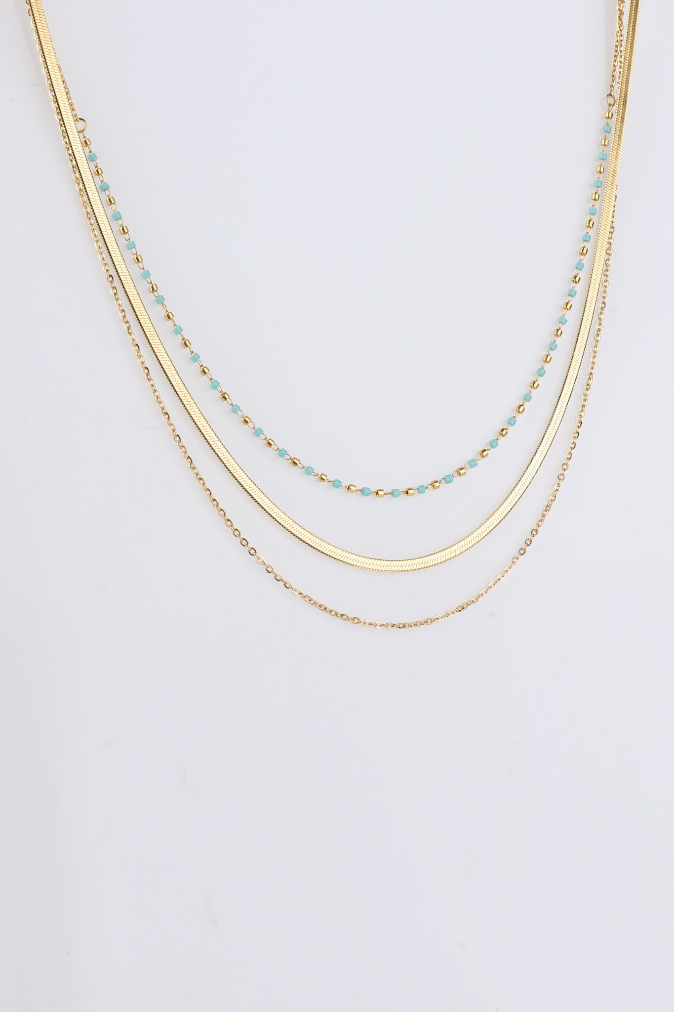 Heychic Thalassa Aqua Bead Gold Layered Necklace (Blue)