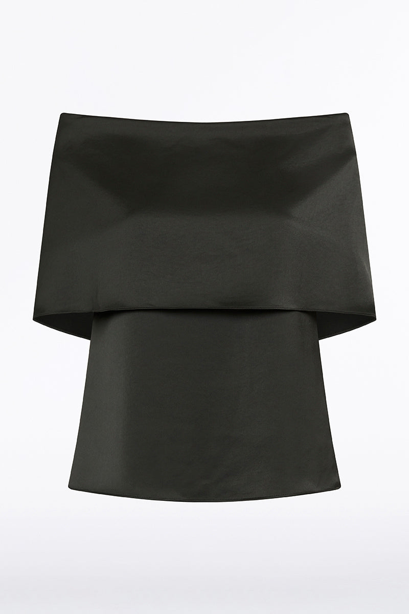 Carla Zampatti Satin Off Shoulder Top (Black)