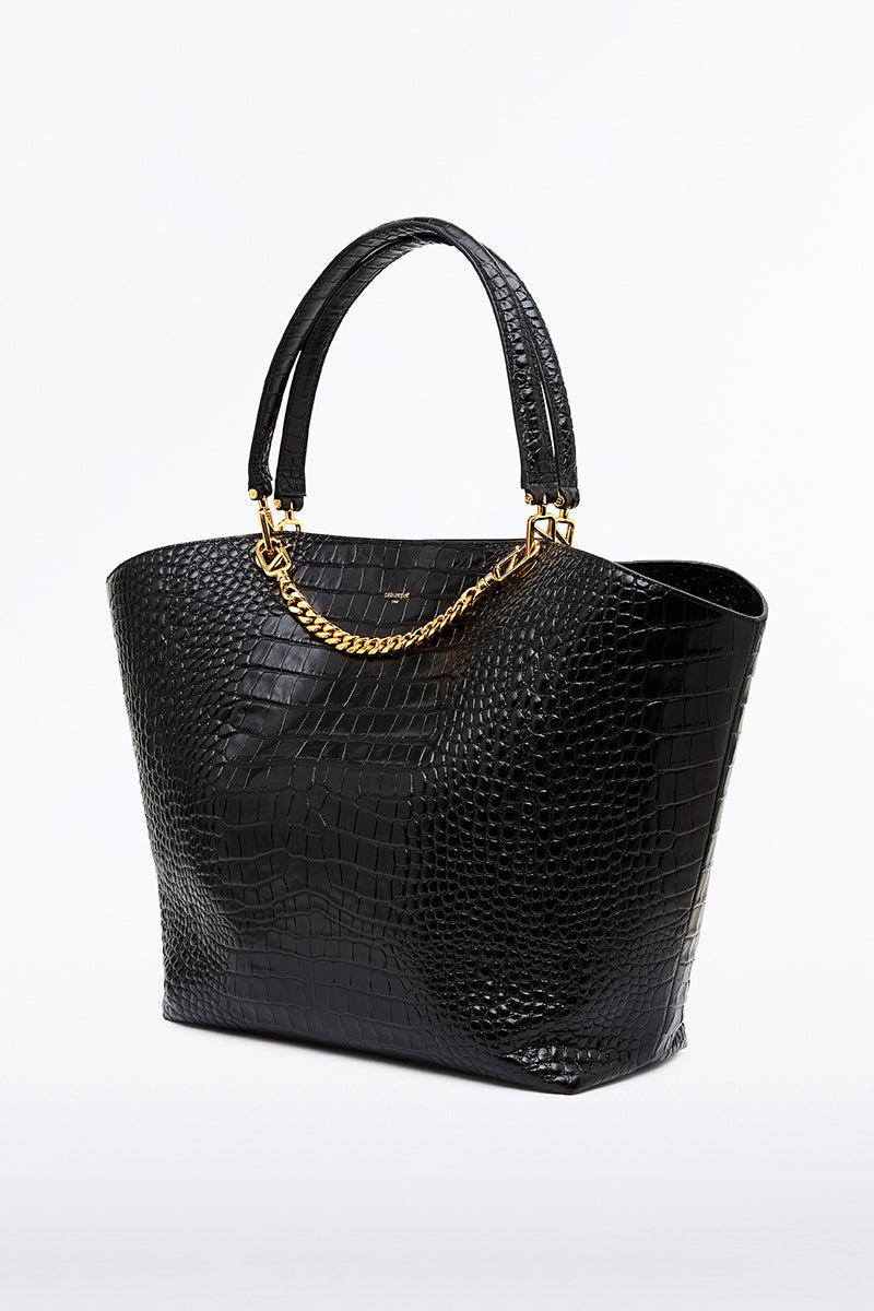 Carla Zampatti Black Milano Tote Bag (Print)